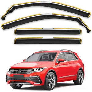 VW Tiguan Rain Guards for 2018-2024 Volkswagen Tiguan | in-Channel Window Deflectors |Rain Protection + Ventilation Easy Install | Extra-Durable Polycarbonate | 4-Piece Set