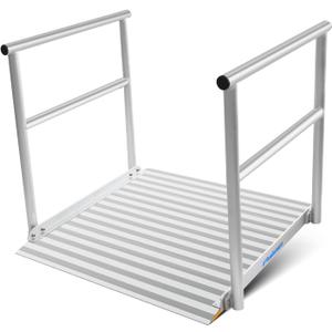 Ruedamann 3'L x 36" W Aluminum Wheelchair Ramp with Handrails, 600 Lbs Capacity Threshold Ramp for Home Steps Stairs Curbs, Non-Slip Access Ramp, Doorway Ramps for Wheelchairs Scooters Carts Walkers