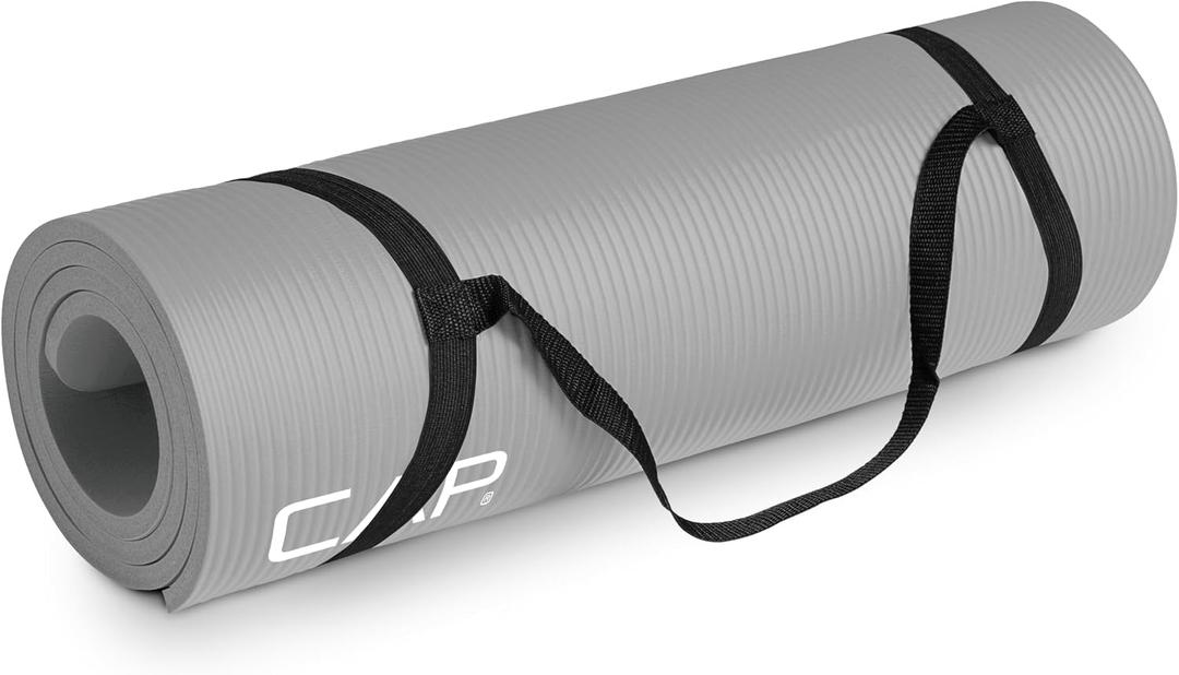 CAP Barbell 1/2-Inch High Density Exercise Yoga Mat with Strap | Multiple Options 2'x5.6'