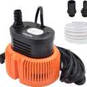 AgiiMan Pool Cover Pump Above Ground - Submersible Swimming Sump Inground Pump, Water Removal with 16' Drainage Hose and 25 Feet Power Cord, 850 GPH, 3 Adapters (Orange)