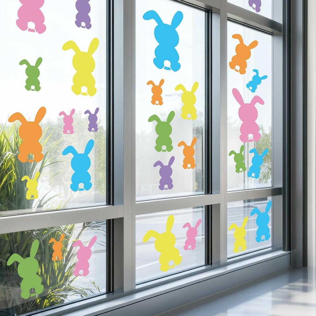 Resurhang 2 Pcs Large Easter Bunny Stencils 5 Sizes Reusable Rabbit Stencil Drawing Template for Painting on Window, Floor, DIY Crafts, Doormats, Paper, Wall, Party Decor