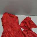 JUMISEE Embroidery Satin Homecoming Dress with Bow Modest Strapless Mini Dresses A Line Short Prom Dress Party Gown Red Small