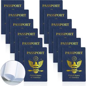 12 Pcs Blank Passport Notebook Fake Passport Books for Kids Travel Journal 4 x 5.5Inch Blank Passport Notebook World Travel Pretend Activity Classroom School Projects Theme Party Favors
