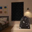Sun Zero Lights Out Portable Travel 100% Blackout Suction-Cup-Curtain Panel, 50" x 78", Stars