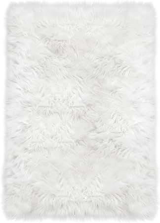 Latepis White Faux Fur Rug 3x5, Faux Sheepskin Rugs for Living Room, Fluffy Washable Rug for Bedroom Dorm Luxury Room Decor, Furry Rugs, Rectangle