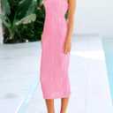 PRETTYGARDEN Summer Dresses for Women Sleeveless Bodycon Dress Textured Back Slit Sexy Cocktail Party Beach Vacation Clothes (Pink, XXL)