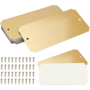 20 Pcs Name Plates Laser Engraved, Plaques Personalized Engraved, Solid Metal Plate, Name Plate for Desk, Personalized Plaque Blank, Custom Name Tag, Laser Engraving Blanks (2'' X 4'') (Gold)