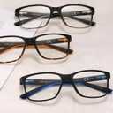 3 Pack Reading Glasses for Men Blue Light Blocking with Spring Hinge, Anti Eyestrain/Dryness/UV Large Wide Square Readers for Men, Two Tone Computer Reader Glasses Eyeglass(1.25 Strength)