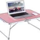 Foldable Laptop and Bed Table with Storage, Portable Mini Lap Desk for Legs, Ideal for Study, Reading, Picnic, Breakfast,and More (Pink)