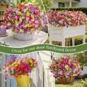 SHareconn 24 Bundles Artificial Flowers for Outdoors, Faux Plants Fake Silk Colorful Daisy Eucalyptus Lavender, UV Resistant for Outside Home Porch Patio Spring Decor, RedRosyPurpleYellowPinkWhite