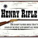 The Henry Rifle Decor Vintage Metal Tin Sign,Winchester Hunting Wall Art Rustic Tin Signs Metal Poster for Home Farmhouse Bar Cafe Pub Garage Man Cave Room 12 x 8 Inch