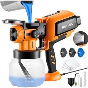 This Hill 1000W High Power Electric Spray Paint Gun,1500ML Container Paint Sprayer for House Painting,Brass Nozzle Storage Bin,Easy to Clean for Furniture,Cabinets,Gardens,Doghouse ect