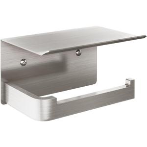 Gypie Toilet Paper Holder with Phone Shelf, Brushed Nickel Toilet Paper Holder Wall Mount, Rustproof Stainless Steel Bathroom Storage