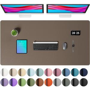Aothia Faux Leather Desk Mat – Large Mouse Pad, Non-Slip PU Leather Blotter, Waterproof Writing Surface for Office and Home (Coffee, 47.2" x 23.6")