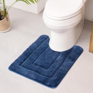 GRANNY SAYS Bathroom Toilet Rugs U Shaped, Bath Mats for Bath, Bathroom Rugs Non Slip Washable, Absorbent Microfiber Toilet Mat, Soft Plush Shaggy Bath Carpet, 20" x 24", Blue