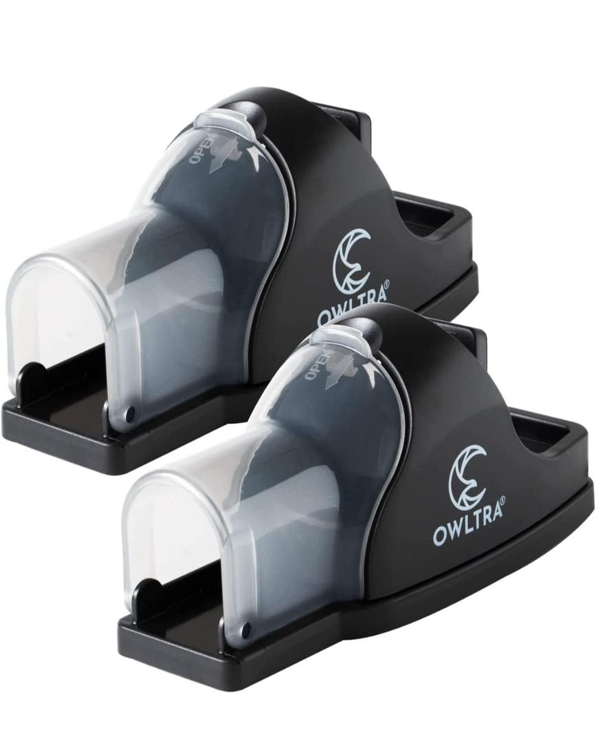 OWLTRA in-/Outdoor Safe Tunnel Snap Mouse Trap 2PCS, Instant Eliminate Rodent Snap Trap with Clear Tunnel Entry, Touch-Free Release, and Powerful Snap, Black, TST-217