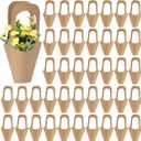 Tergy 50Packs Kraft Paper Flowers Gift Bags Brown Hanging Bouquet Wrapping Bags for Home Decoration (14Inches), 1 count
