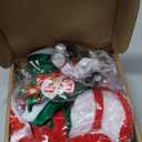 FineCheer 16 Pcs Christmas Mini Desk Goose Outfit Xmas Santa Elf Snowman Costume with Bandana Hats Headwear Bow Ties and Dress Clothes for Xmas Gift Magnetic Duck Toy Table Key Holder Decor