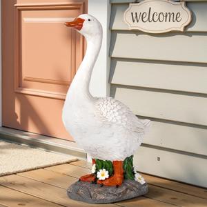 GIGALUMI 6.4lbs Porch Goose Statue, Resin Hand-Painted 19", Sturdy&Stable, 18.9 inches