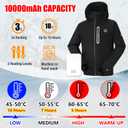 Women's Heated Jacket with Battery Pack 12V 5 in 1 Smart Control Battery Heated Jacket for Women with 6 Heated Zones (Black)