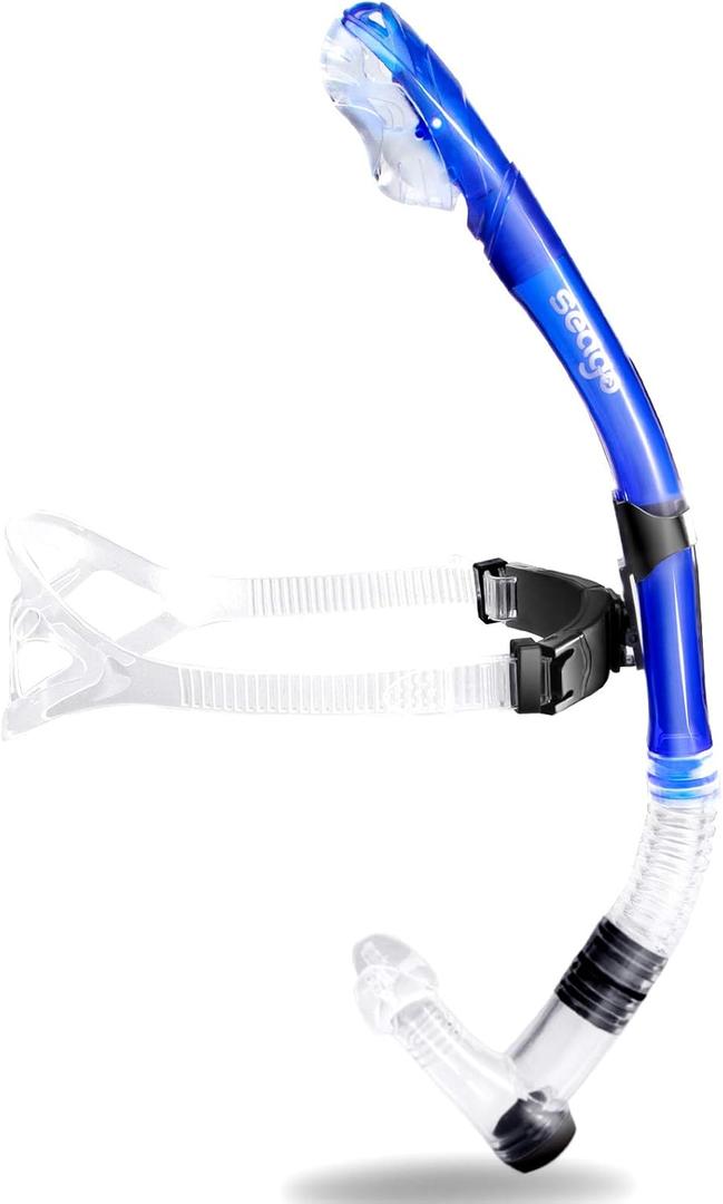 Seago Swim Snorkel for Lap Swimming, Dry Top Front Swimmer Gear for Adult Youth, Training Equipment in Pool and Open Water with Comfy Easy to Adjust Head Pads Food-Grade Silicone Mouthpiece