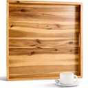 TIDITA 20 x 20 inch Square Wooden Ottoman Tray – Large Wooden Tray for Ottoman, Extra Large Ottoman Tray for Living Room, Coffee Table & Decorative Use (Acacia Color)