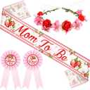 Ceenna Strawberry Baby Shower Decorations Mom to Be Sash Dad to Be Pin Flower Crown Berry Sweet Mommy Sash Baby Shower Party Favors for Girls Pregnancy Props Gift
