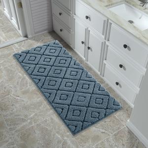 Yimobra Bathroom Rugs Mat, Extra Soft Fluffy and Absorbent Microfiber Bath Rugs, Non Slip Plush Shaggy Shower Rug, Machine Washable Mats for Bathroom Floor, Bathtub and Laundry, 47"x24", Denim Blue (47" X 24")