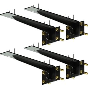 Heavy Duty Shelf Brackets 10 Inch, 1500 lbs Capacity, Hooks for Wall Mounted Shelves, L-Shaped Floating Shelf Brackets with Hanging (Black 4 Pack)