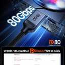 Silkland 80Gbps Short DisplayPort 2.1 Cable 1.6FT [VESA Certified], [8K@240Hz, 4K@540Hz 360Hz 240Hz] DP 2.1 Cable 16K, DP80 HDR Display Port Cord Compatible FreeSync G-Sync Gaming Monitor 5090 7900XTX