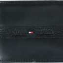 Tommy Hilfiger Mens Leather Bifold Wallet Slim RFID Blocking Travel Wallet for Everyday Use (One Size, Deep Black)