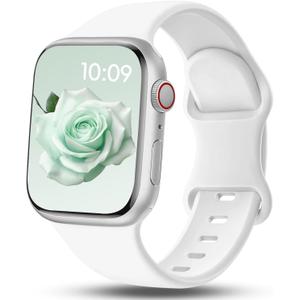 5 x Patented Sport Silicone Band Compatible with Apple Watch Bands 40mm 38mm 41mm 42mm 44mm 45mm 46mm 49mm Women Men, Soft Waterproof Sport Strap for iWatch Bands Series 11 10 9 8 7 6 5 4 3 2 1 SE Ultra (Classic White)