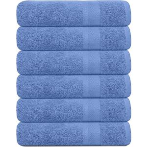 KAHAF COLLECTION 100% Cotton Bath Towels, 24x48 Pack of 6 Towels, Quick Dry, Highly Absorbent, Soft Feel Towel, Gym, Spa, Bathroom, Shower, Pool, Luxury Soft Towels (Blue, 24x48-6 Pack)