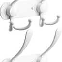 NearMoon Coat Rack Wall Mounted-2 Pack, Heavy Duty Bath Towel Hooks Stainless Steel Robe Hooks Holder, Metal Coat Hook for Towel Coat Hat Key Bathroom Bedroom Hotel Entryway (2 Hooks, White)