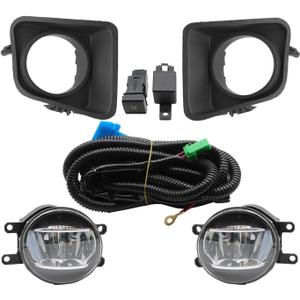 Front Fog Light Assembly Compatible with Tundra 2014-2021 Not Halogen Driving Lamps w/Cover & Switch and Wiring Kit & Bulbs & Clear Lens 521270C070 Driver and Passenger Side