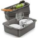 Gray 13 L Commercial Bus Tubs/Tote Box, Plastic Storage Wash Basin Tub, 5-Pack