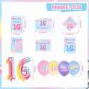 KOTLMIGHT 16th Birthday Decorations for Girls, In My Sweet Sixteen Era Birthday Party Decor Supplies for Girls 16 Year Old - Backdrop, Banner, Tablecloth, Centerpieces, Hanging Swirl, Hat, Wall Signs