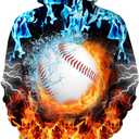 Kids 3D Graphic Hoodie Pullover for Boys Girls, Novelty Unisex Hooded Sweatshirt, Long Sleeve Hoodies for Teen (Medium, Fire Baseball)