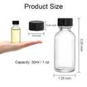 Bekith 30 Pack Boston Round Glass Bottle with Black Cap, 1 oz (30ml) Clear Glass Bottles Small Travel Bottle 