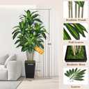 6FT Artificial Dracaena Tree, Fake Tree Indoor with Black Tall Planter,Tall Artificial Plants Indoor,Artificial Silk Tree for Home Office Decor (Black)