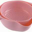 Double Drainer Basket, 1pcs Pack Double Rotatable Colander, Vegetable Strainer, Fruit Wash Bowl, Sink Drainer, Kitchen Strainer (Pink)