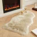 AMTOVO Faux Fur Rug, Beige Area Rug, Fluffy Sheepskin Rug, Fuzzy Ultra Soft 2 x 4 ft Shag Rugs for Bedroom Sofa Throw Cushion Room Decor, Sheepskin