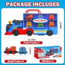 Gloween Train Set Truck Toys for Toddler Boys Girls Age 3 4 5 6 Years Old, Carrier Transport Truck with Light & Music, Great Christmas Birthday Gifts for Kids 3-4 3-5 Years Old