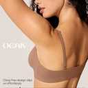 OEAK Womens Comfortable Triangle Bras No Underwire Sexy Plunge Unlined Bralette Pull On Bra Seamless Everyday Tshirt Bras (Beige, S)