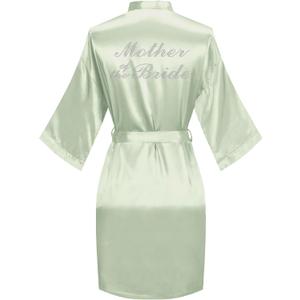 goodmansam Women's Silky Robes One Size Silver Rhinestones Bride Bridesmaid Sleepwear for Wedding Party Getting Ready