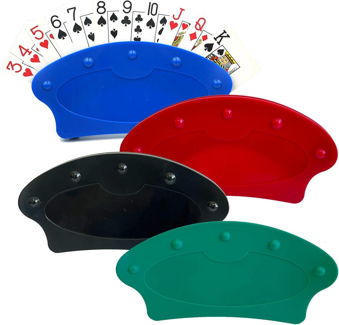 SEETOOOGAMES Card Holders for Playing Cards - Canasta Playing Card Games Holder for Kids Seniors - 4 Pack Mixed
