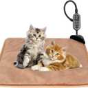 Rasfalo Cat & Dog Heating Pad - 3 Timer and 3 Level Temperature Smart Sensor Electric Pet Heating Pad with Chew Resistant Cord, Indoor Outdoor Warm Heated Bed for Dogs Cats - 17.7x17.7