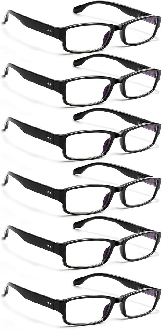 NORPERWIS 6 Pack Reading Glasses for Women Men, Blue Light Readers, Anti Glare Computer Eyeglasses with Spring Hinge (BLACK, 0.50, multiplier_x)