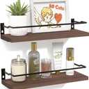 RICHER HOUSE Floating Shelves, Small Wall Shelf for Bathroom Decor, Rustic Wall Mounted Wood Shelves Set of 2, Bathroom Organizer Over Toilet Storage, Kitchen Shelf - Rustic Brown
