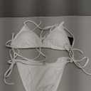 Women's Two Piece Bikini Swimsuit Sexy Ribbed Triangle Top Bathing Suits String Cheeky Bikini Sets (Medium, White)